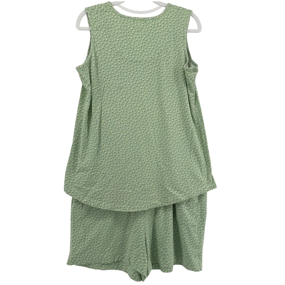 Vera Bradley Womens Pajama Set Green Polka Dot Tank Top Shorts Sz L Cotton Blend - Picture 2 of 8